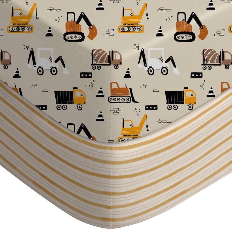 Yoofoss Baby Crib Sheets for Boys Girls, Fitted Crib Sheet 2 Pack for Standard Crib and Toddler Mattress, Super Soft Microfiber Baby Sheet 28x52x8in(Brown+Stripe) - Image 1