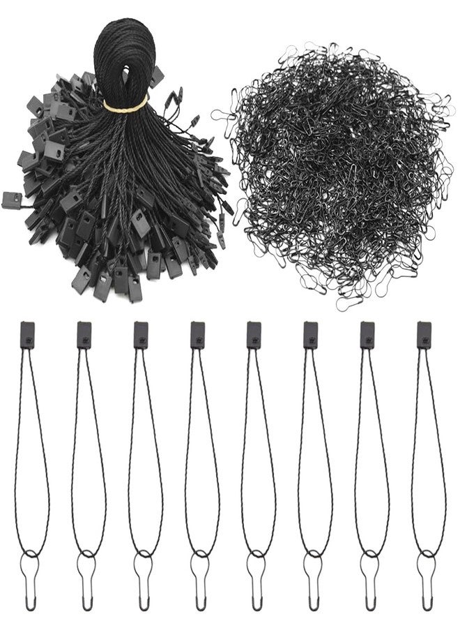 Hocansen 1000Pcs Hang Tag Fastener and 1000Pcs Safety Pins Black Hanging Tag Nylon String Snap Lock Metal Ground Pins for Clothing Tags and Labels (Black/BZ-GS) - Image 1