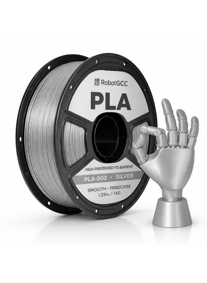 Robotgcc Pla Silver 3D Printer Filament 1 75Mm 1Kg Smooth Extrusion Low Warping Strong Layer Adhesion Easy To Print Material For Fdm 3D Printers Models And Prototypes