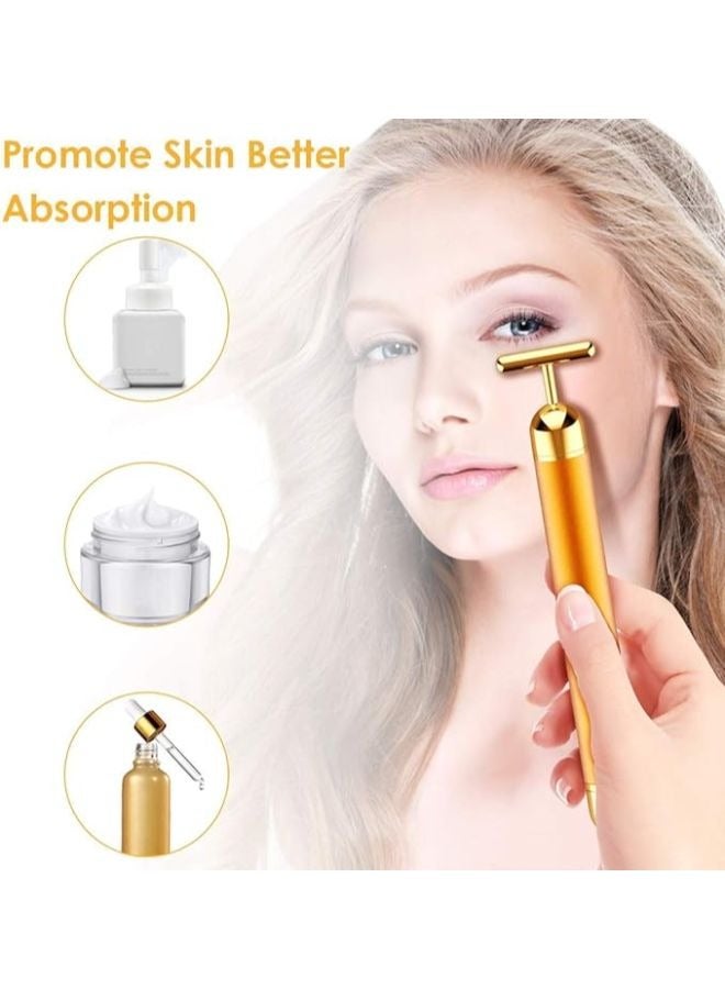 EasyLife Beauty Bar 24k gold pulse facial massager, T-shaped electric facial massager, forehead cheek neck arm eye and nose massager skin care tool - Image 4