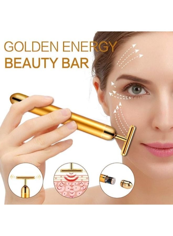 EasyLife Beauty Bar 24k gold pulse facial massager, T-shaped electric facial massager, forehead cheek neck arm eye and nose massager skin care tool - Image 3