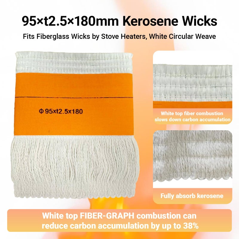 GnDaYoug 95x2.5Tx180mm Kerosene Heater Wick, Smokeless Fiberglass and Cotton Replacement Wick for Indoor Outdoor Use, Fits Most Kerosene Heaters and Oil Lamps (2-Pack) - Image 4