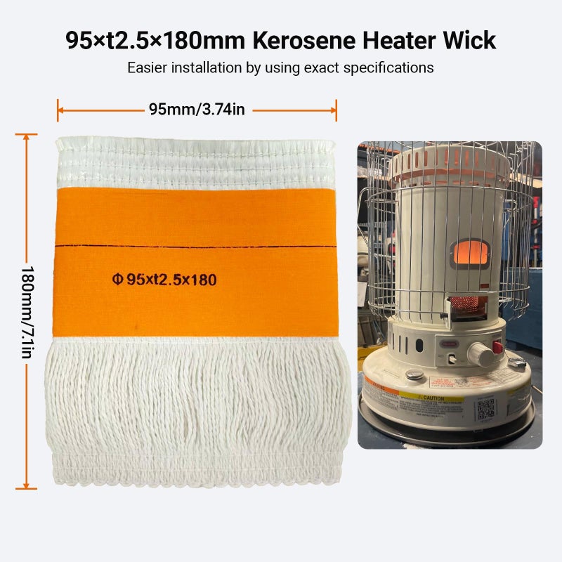 GnDaYoug 95x2.5Tx180mm Kerosene Heater Wick, Smokeless Fiberglass and Cotton Replacement Wick for Indoor Outdoor Use, Fits Most Kerosene Heaters and Oil Lamps (2-Pack) - Image 3