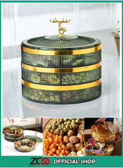 ZCM-HAPPY Three Layer Fruit Plate with Candy and Snack Storage Box Light Luxury Design for High-End Home Decor  - Image 1