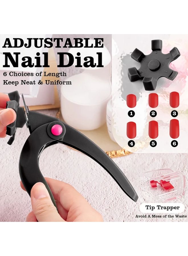 مقص أظافر أكريليك قابل للتعديل باللون الأبيض مع أداة قياس وجامع - Image 5