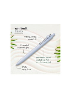 Uniball Uni-ball Zento Rollerball Pen, Fine 0.7mm, Water-Based Blue Ink, Ultra-Smooth with Reduced Friction, (Linen Barrel, Blue Ink, Pack of 12)  - Image 3