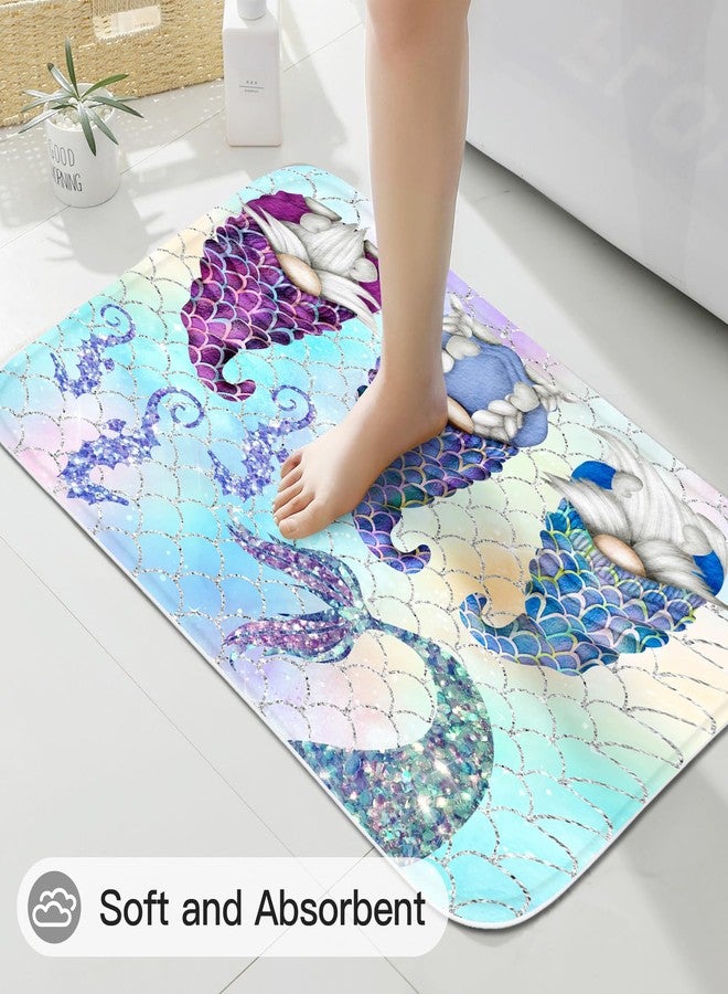 Litabel 4 Pcs Summer Mermaid Gnomes Shower Curtain Set with Non-Slip Rugs, Toilet Lid Cover and Bath Mat,Ocean Bathroom Decor Set with Shower Curtain and Rugs(Hooks Not Included) - Image 5
