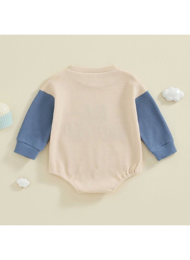 BeQeuewll Fall Toddler Baby Boy Girl Clothes Sister Brother Matching Outfit Letter Print Long Sleeve Sweatshirt Bubble Romper, Lil Bro-blue, 0-3 Months - Image 4