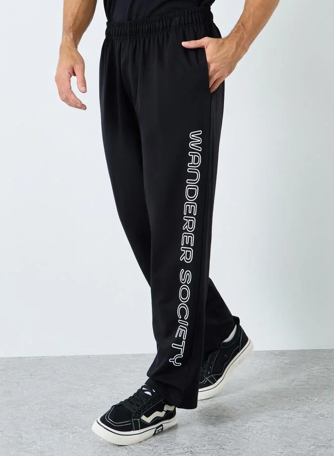 Styli Men Slogan Print Relaxed Fit Terry Joggers