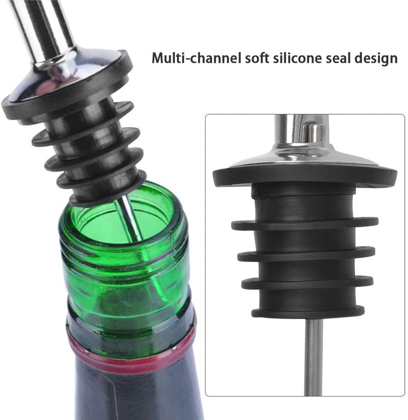 FOCCTS 4 Pcs Bottle Pourer, Spirit Pourer, Drinks Pourer, Oil Pourer, Stainless Steel Freeflow Pourer with 1 Cleaning Brush - Image 4