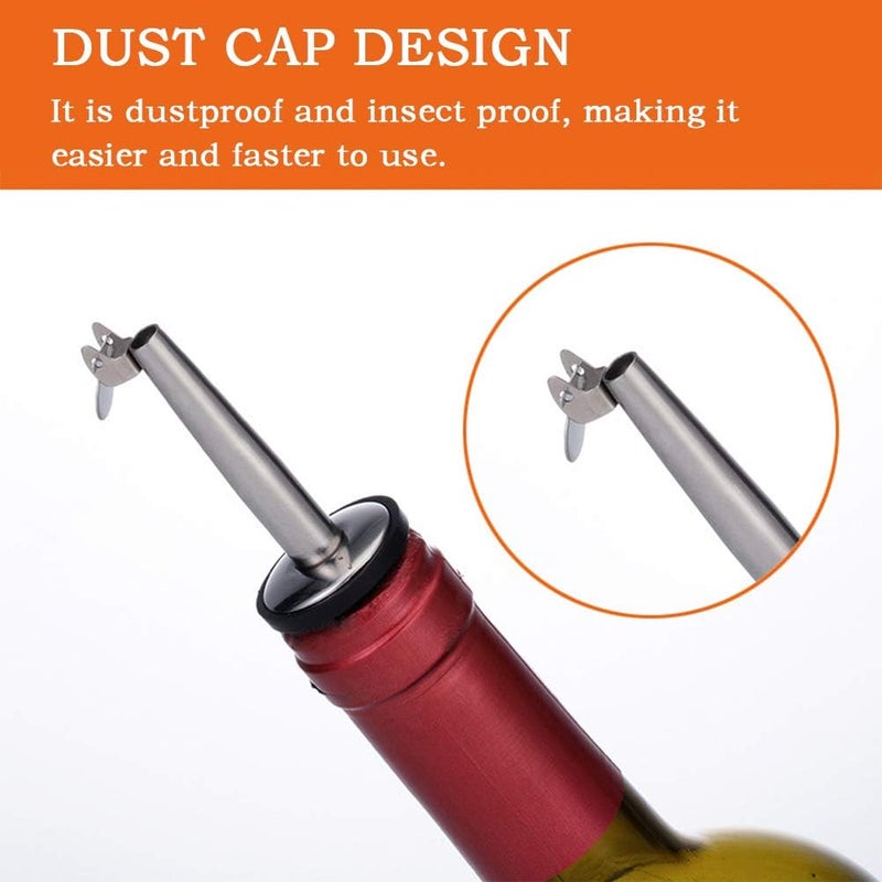 FOCCTS 4 Pcs Bottle Pourer, Spirit Pourer, Drinks Pourer, Oil Pourer, Stainless Steel Freeflow Pourer with 1 Cleaning Brush - Image 3