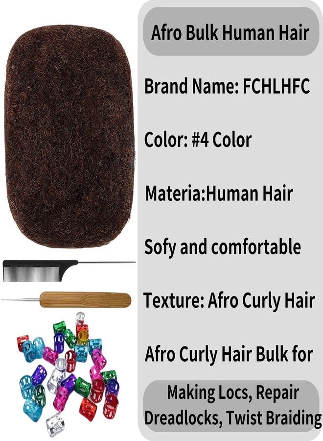 FCHLHFC Afro Kinky Bulk 100% Human Hair 8inch Afro Kinky Curly Bulk Bundles Hair for Making/Repair Locs, Dreadlocks Braiding Hair Extensions（4#,180g/Pack ） - Image 2