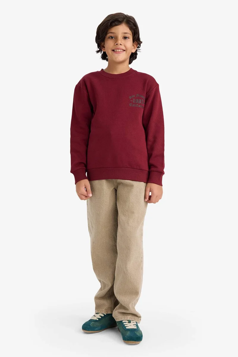 DeFacto Boy Regular Fit Basic Crew Neck Sweatshirt