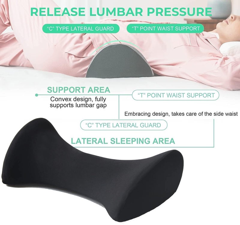 IDITRI EXPORT IDITRI EXPORT Memory Foam Lumbar Support for Sleeping Waist Cushion Lumbar Pillow for Lower Back Pain Relief, Ergonomic Back Support Pillow for Bed, (18.5x11.4x5.5 Inch)  - Image 3
