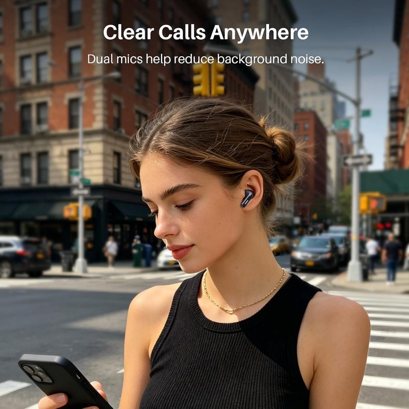 TOZO T20 Wireless Earbuds Bluetooth Headphones with 48.5 Hrs Playtime, LED Display, IPX8 Waterproof, Dual Mic Noise Cancelling, and Wireless Charging Case - Blue - Image 5