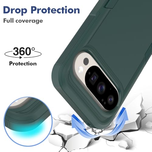 yuanming for Pixel 10 Case, [Military Grade Drop Tested] with HD Screen Protector, Dual Layer Protective Heavy Duty Cell Phone Cover Non-Slip Shockproof Rugged Case for Google Pixel 10 (Dark Green) - Image 3