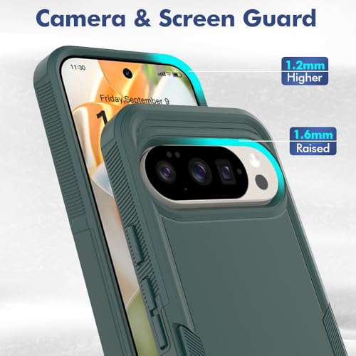 yuanming for Pixel 10 Case, [Military Grade Drop Tested] with HD Screen Protector, Dual Layer Protective Heavy Duty Cell Phone Cover Non-Slip Shockproof Rugged Case for Google Pixel 10 (Dark Green) - Image 4
