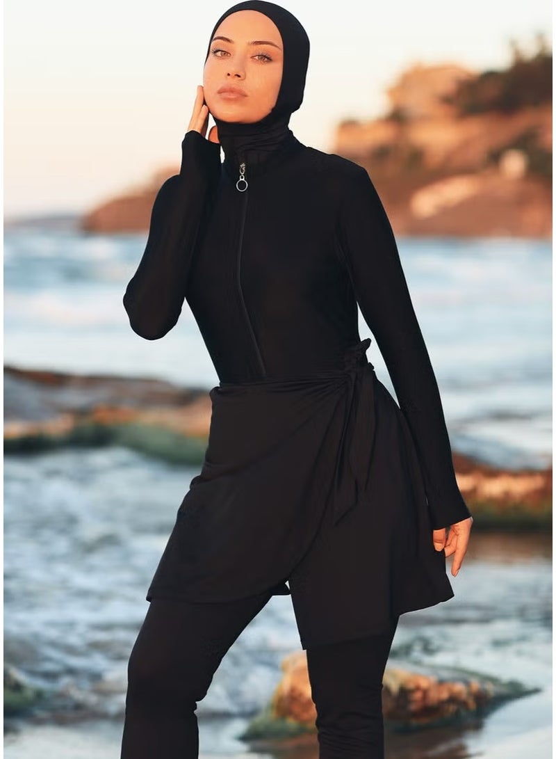 Remsa Swimsuit Pool Sea Tieable Lycra Skirt Pareo Black RP005 Remsa Swimsuit - Image 1
