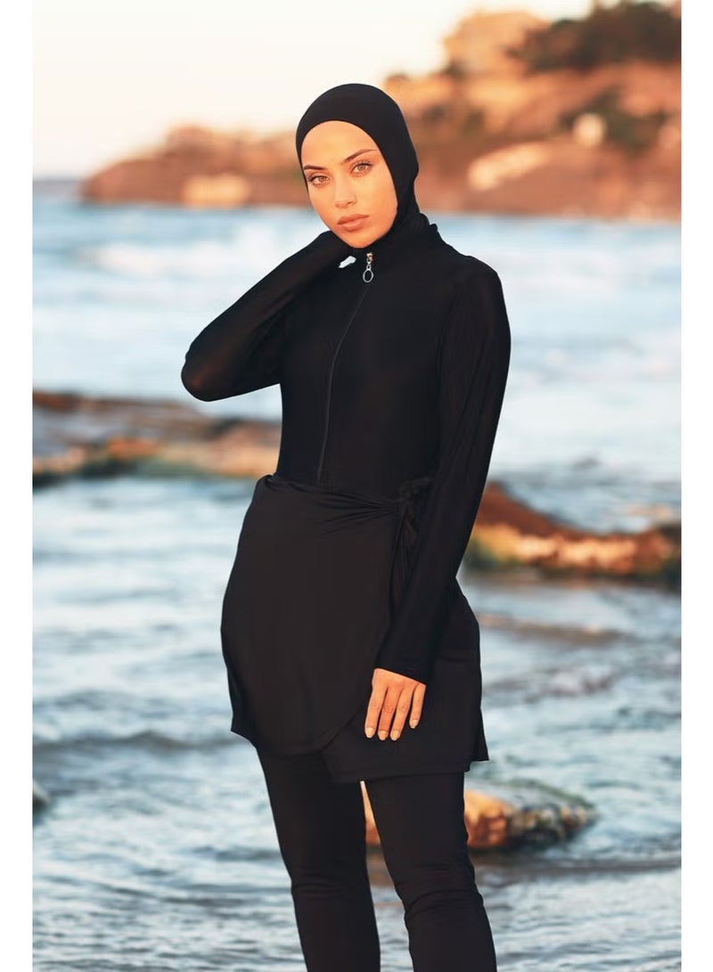 Remsa Swimsuit Pool Sea Tieable Lycra Skirt Pareo Black RP005 Remsa Swimsuit - Image 4