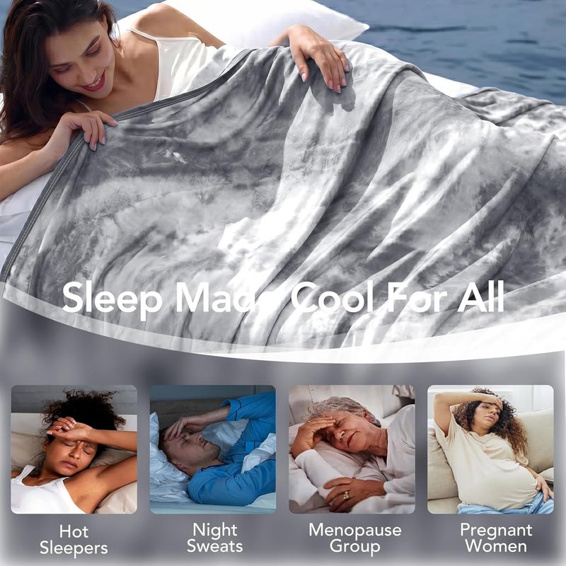 Topcee Cooling Blanket for Night Sweats Decorative Tie Dye，Absorbs Heat to Keep Cool on Warm Nights, Q-Max 0.5 Cooling Blankets for Hot Sleepers, Ultra-Cool Lightweight Blanket for Bed(Queen Size) - Image 4