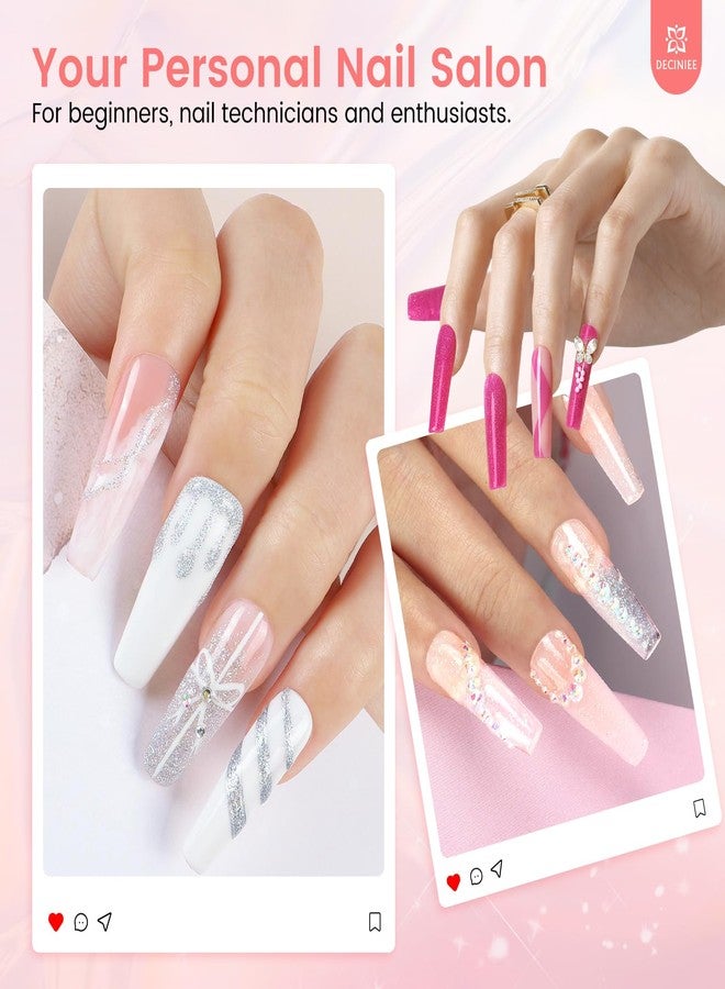 Deciniee Nail Kit for Beginners with Everything: Professional Nail Acrylic Powder Liquid Set with Practice Hand Drill U V Light in Cosmetic Bag for Women Salon Home (Silver) - Image 2