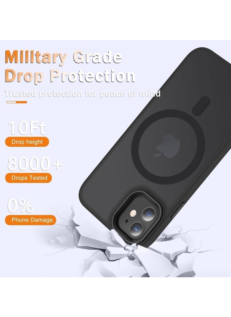 Raxoom iPhone 11 Case, Matte Magnetic Phone Case with 1 Screen Protector, Compatible with Magsafe, Translucent Frosted Slim Shockproof Protective Cover for iPhone 11 6.1 inch, Black - Image 2