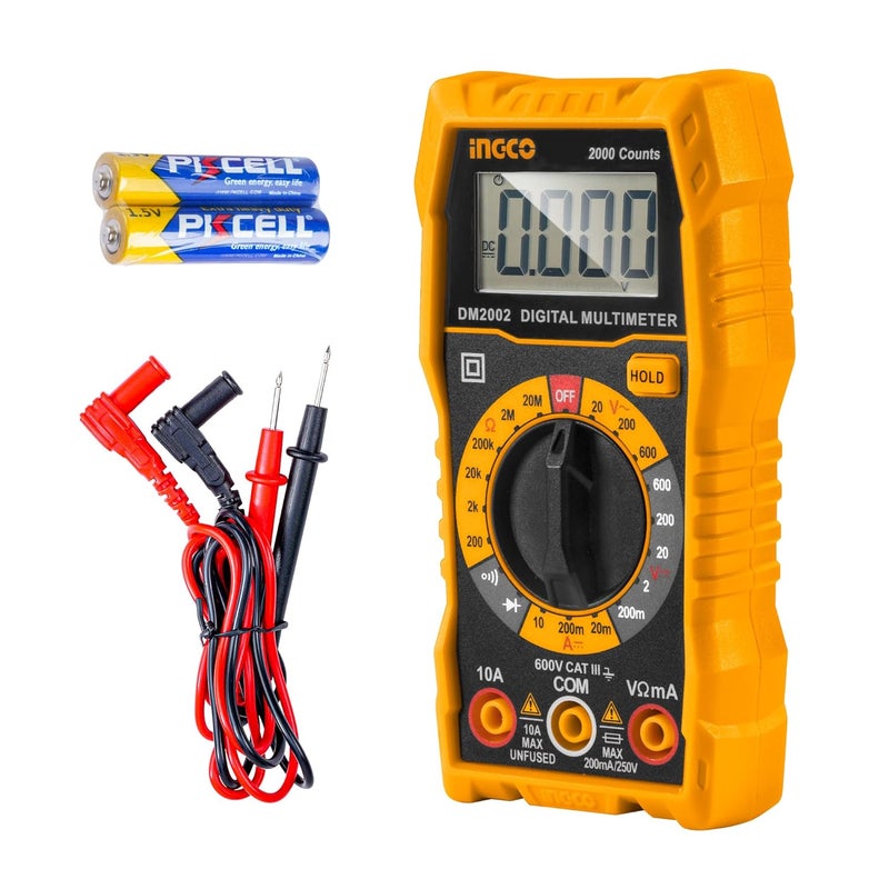 INGCO Digital multimeter 2000 Counts Multimeter Voltage Tester Autoranging LCD with Backlight ACDC Voltage DC Current Resistance Diodes - Image 1