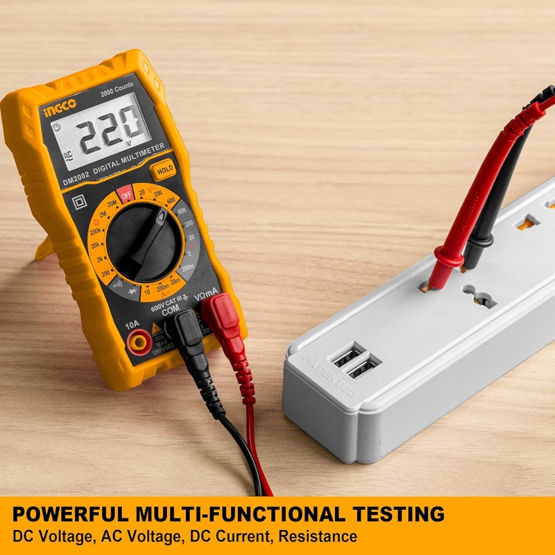 INGCO Digital multimeter 2000 Counts Multimeter Voltage Tester Autoranging LCD with Backlight ACDC Voltage DC Current Resistance Diodes - Image 2