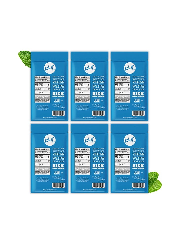 PUR Gum 100% Xylitol Chewing Peppermint, Sugar-Free + Aspartame Free, Vegan + non GMO, 55 Count (Pack of 6) - Image 2