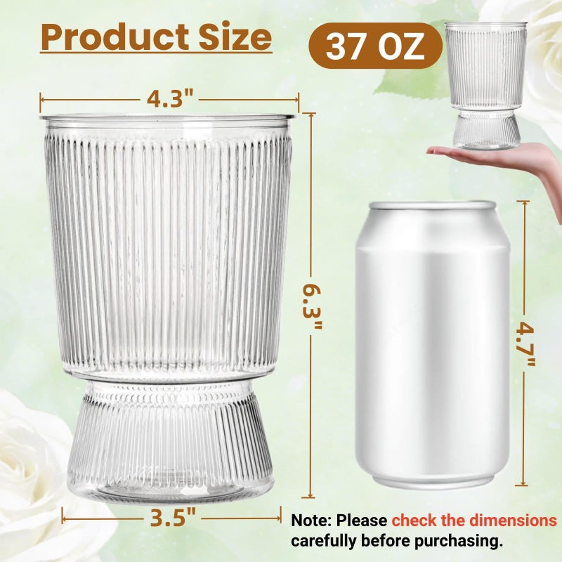 Tlence 12 Pack Clear Plastic Flower Vases, 6.3" Small Ribbed Fluted Glass-Like Vase, Decorative Modern Ripple Hydroponic Plant Vase with Base for Table Centerpieces Home Decor Wedding Decoration - Image 2