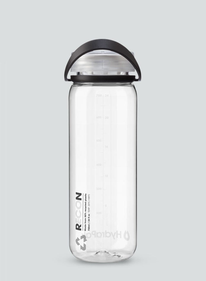 HydraPak RECON TWIST & SIP Water Bottle - 750ml Clear / Black & White - Image 1