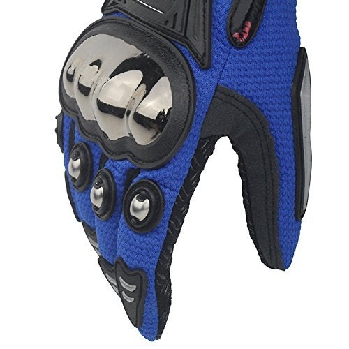 TINTON LIFE® Metal Protective Motorcycle Gloves Full Finger Gloves Summer Motorbike Gloves, Blue Medium - Image 3
