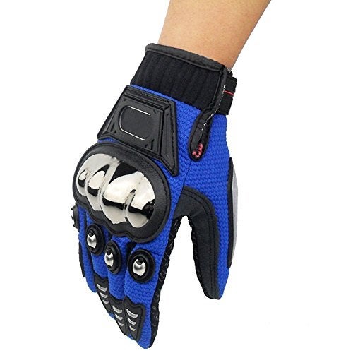 TINTON LIFE® Metal Protective Motorcycle Gloves Full Finger Gloves Summer Motorbike Gloves, Blue Medium - Image 2