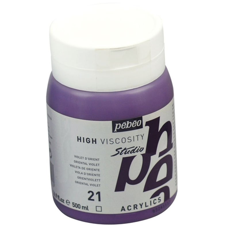 PEBEO High Viscosity Studio Acrylics - Oriental Violet (21) - Jar of 500 ML - Image 1