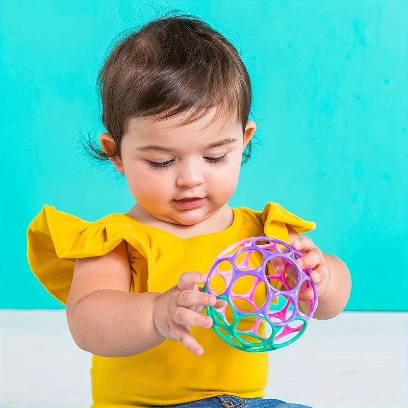 هزاز كرة يدوي للأطفال بأربعة ألوان مختلطة، هيكل مجوف سهل الإمساك للأيدي الصغيرة، باللون الوردي والأرجواني، هدية عطلة، لعبة تنمية مبكرة - Image 3