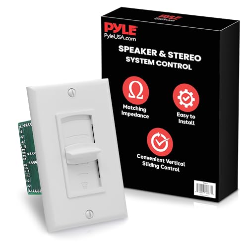 Pyle Home In Wall Speaker Volume Control- Home Audio Smart Speakers Stereo Controller Selector Switch Pod Box- Vertical Sliding Control, Home Theater Indoor/Outdoor Remote Speakers, WHITE/BLUE- PVC2 - Image 1