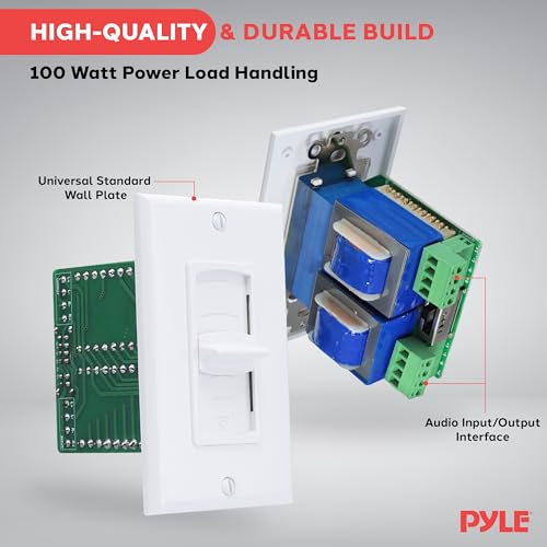 Pyle Home In Wall Speaker Volume Control- Home Audio Smart Speakers Stereo Controller Selector Switch Pod Box- Vertical Sliding Control, Home Theater Indoor/Outdoor Remote Speakers, WHITE/BLUE- PVC2 - Image 3