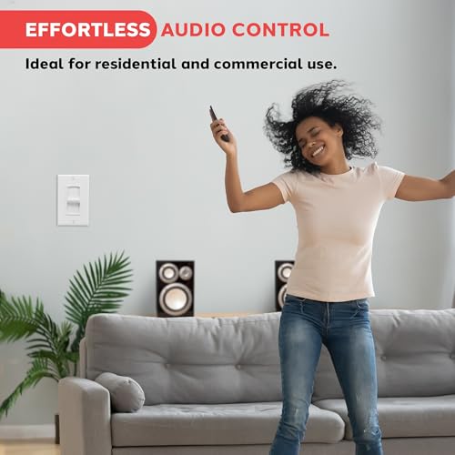 Pyle Home In Wall Speaker Volume Control- Home Audio Smart Speakers Stereo Controller Selector Switch Pod Box- Vertical Sliding Control, Home Theater Indoor/Outdoor Remote Speakers, WHITE/BLUE- PVC2 - Image 5