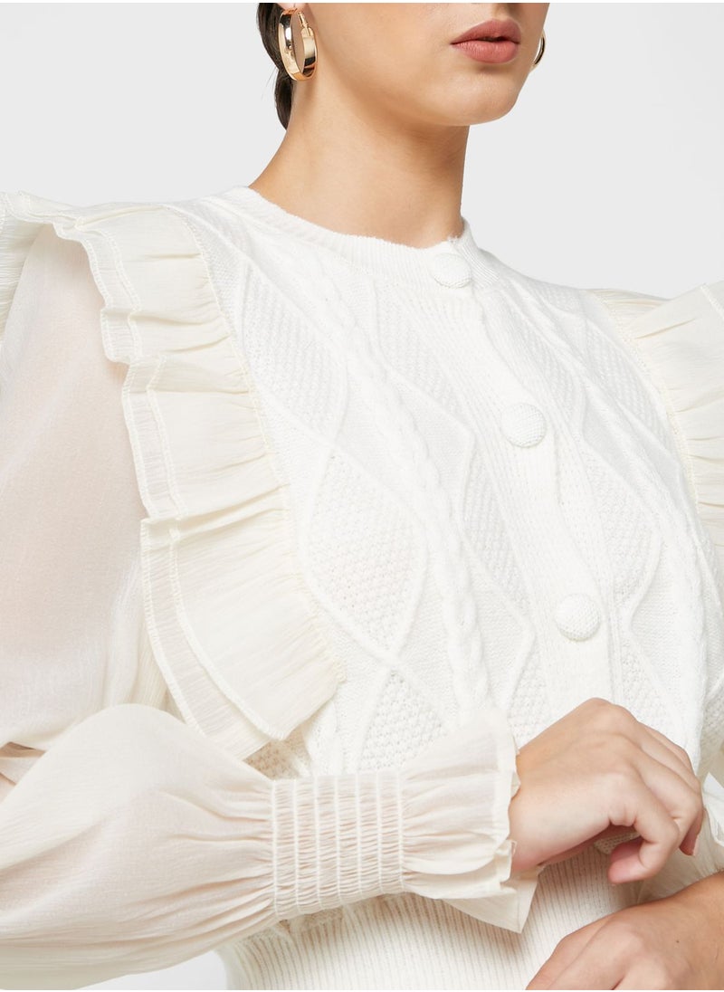 ELLA - Ruffle Detail Cardigan - Image 1