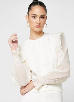 Ruffle Detail Cardigan