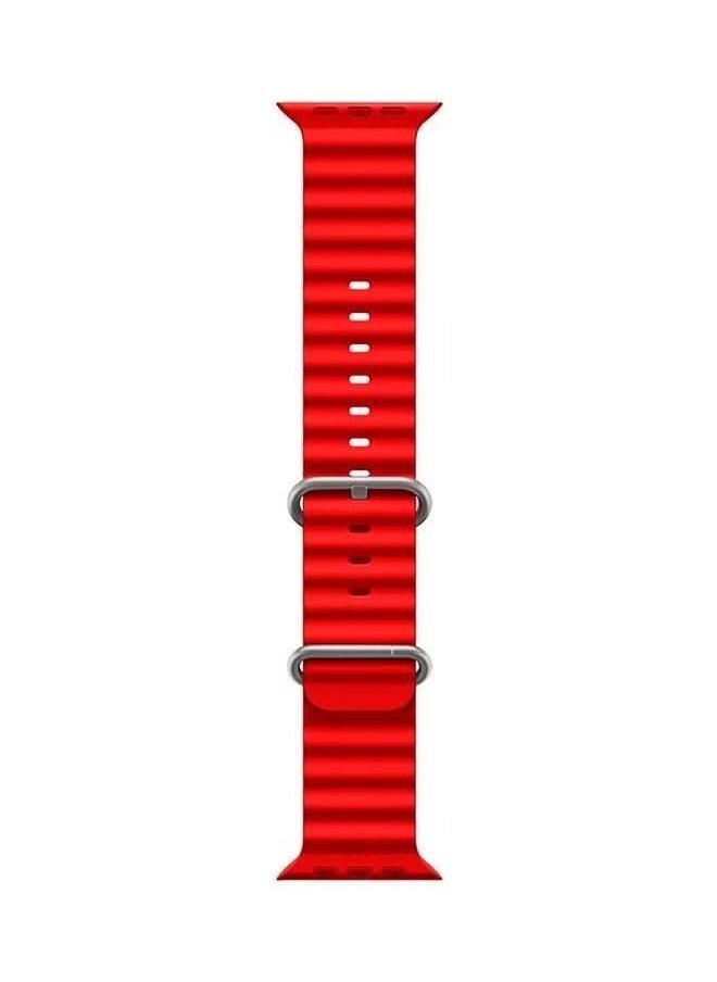 Generic - Apple Watch Ocean Band 49mm 45mm 44mm 42mm Soft Silicone Loop Strap for iWatch Series Ultra/8/7/SE/6/5/4/3/2/1 Red - Image 1