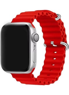 Apple Watch Ocean Band 49mm 45mm 44mm 42mm Soft Silicone Loop Strap for iWatch Series Ultra/8/7/SE/6/5/4/3/2/1 Red