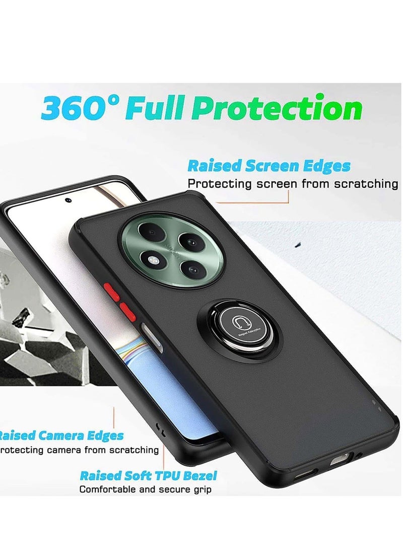 BORTONY - Xiaomi Redmi 14C Rotational Metal Ring Grip Shockproof Matte Finish Kickstand Cover Magnetic Car Mount Holder Hard Back TPU Bumper Protection Case for Xiaomi Redmi 14C - Image 1