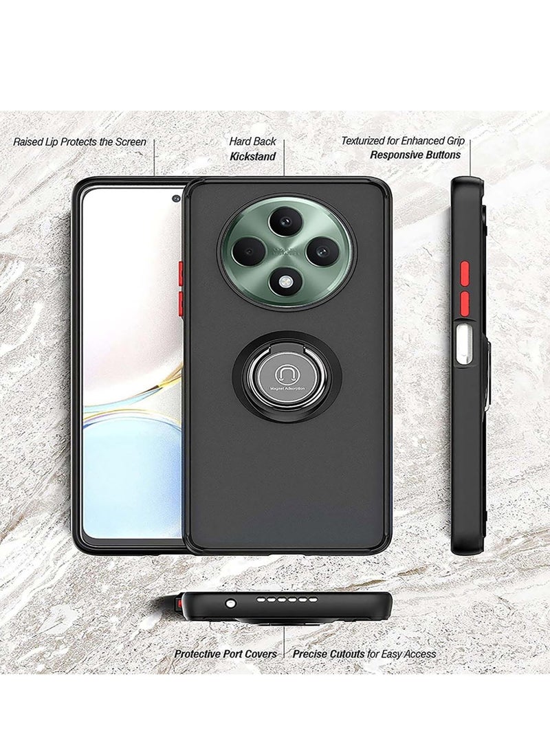 BORTONY - Xiaomi Redmi 14C Rotational Metal Ring Grip Shockproof Matte Finish Kickstand Cover Magnetic Car Mount Holder Hard Back TPU Bumper Protection Case for Xiaomi Redmi 14C - Image 1
