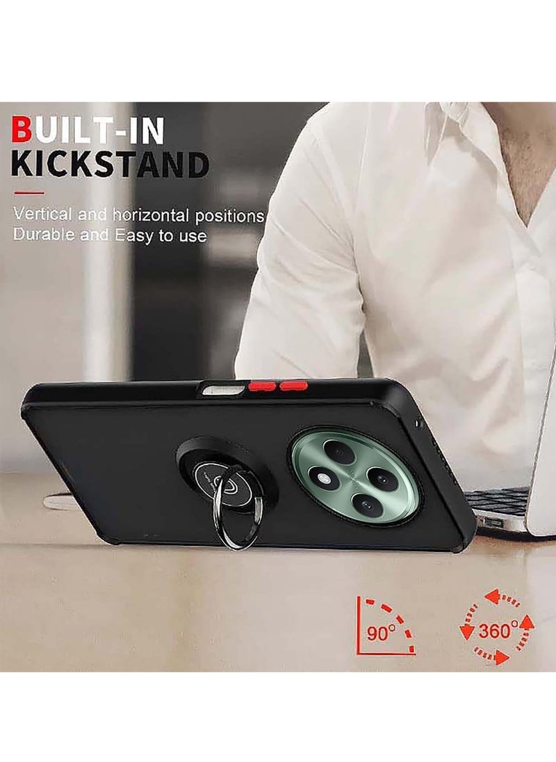 BORTONY - Xiaomi Redmi 14C Rotational Metal Ring Grip Shockproof Matte Finish Kickstand Cover Magnetic Car Mount Holder Hard Back TPU Bumper Protection Case for Xiaomi Redmi 14C - Image 1
