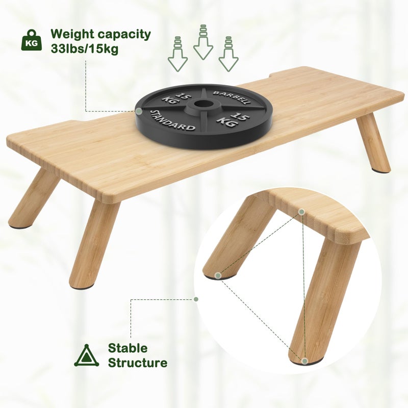 ROCDEER Bamboo Monitor Stand Riser with Cable Routing Slot, Ergonomic Computer Shelf for Desk, Natural Wood Desktop Organizer for Monitor Laptop Printer, Home Office Accessory - Image 4