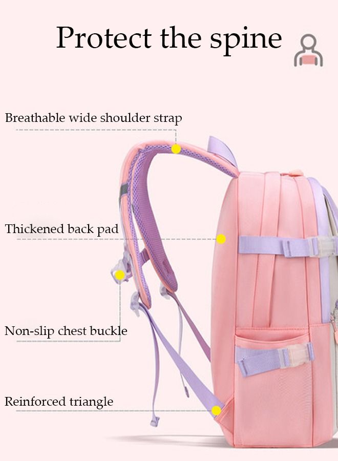 DUNISO Girl's School Backpack Waterproof Book Bag with Compartments for Teen Girl Kid Students Elementary School Kids' School Bag With Large Capacity and Reflective strip - Image 2