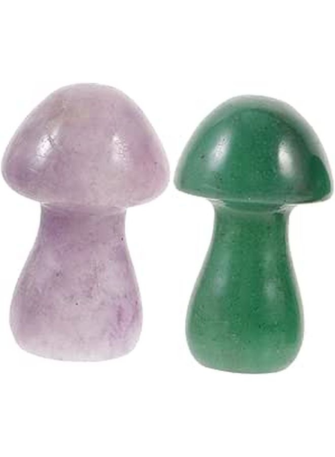 Green Aventurine Purple Mica Mushroom Statues For Garden Patio Micro Landscape Decor - Image 1