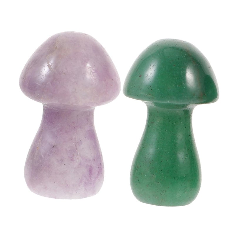 Green Aventurine Purple Mica Mushroom Statues For Garden Patio Micro Landscape Decor - Image 2