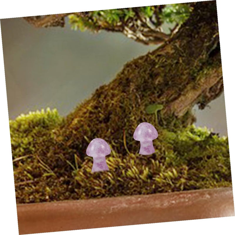 Green Aventurine Purple Mica Mushroom Statues For Garden Patio Micro Landscape Decor - Image 4
